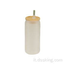 Serbatoio di stoccaggio in vetro tazza sippy bottiglia d&#39;acqua a strato con paglia dritta tazza da bevanda fredda